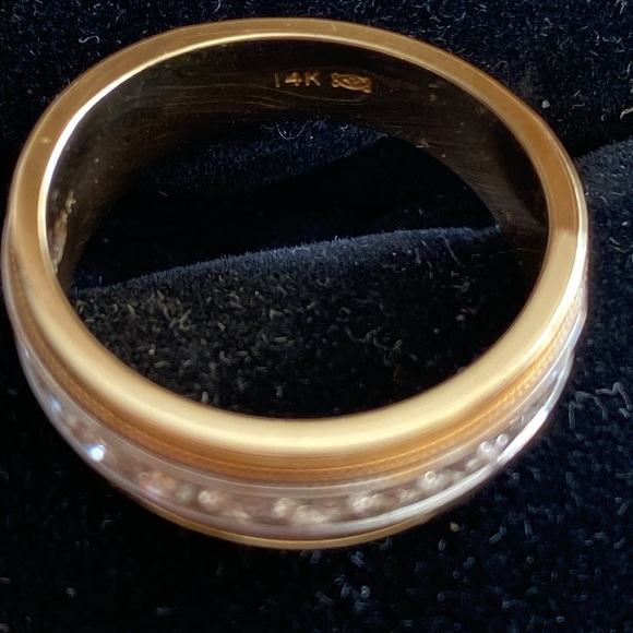 Men’s two toned 14k, 12 round diamond wedding band.
Retired design!! - Picture 2 of 5